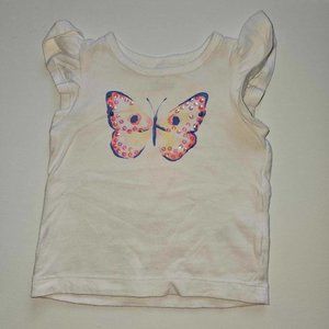 5/20  Carter's Toddler  (6 months) White T-shirt with beads and butterfly